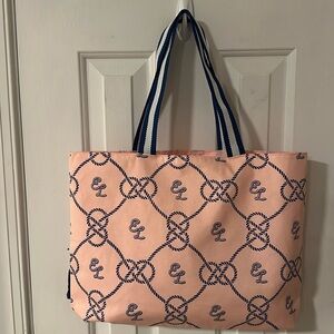 NWOT ESTEE LAUDER Nautical Pink and Blue Rope Design Tote